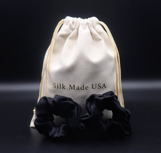 Silk Black Scrunchie (Mini Size)