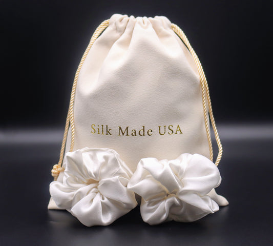 Silk White Scrunchie (Mini Size)