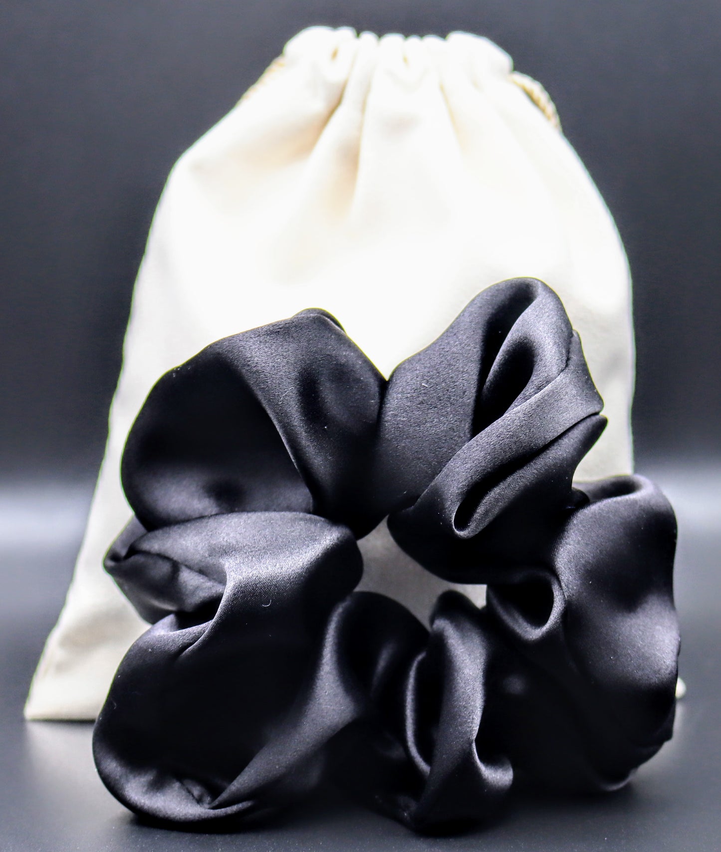 Silk Black Scrunchie (standard size)