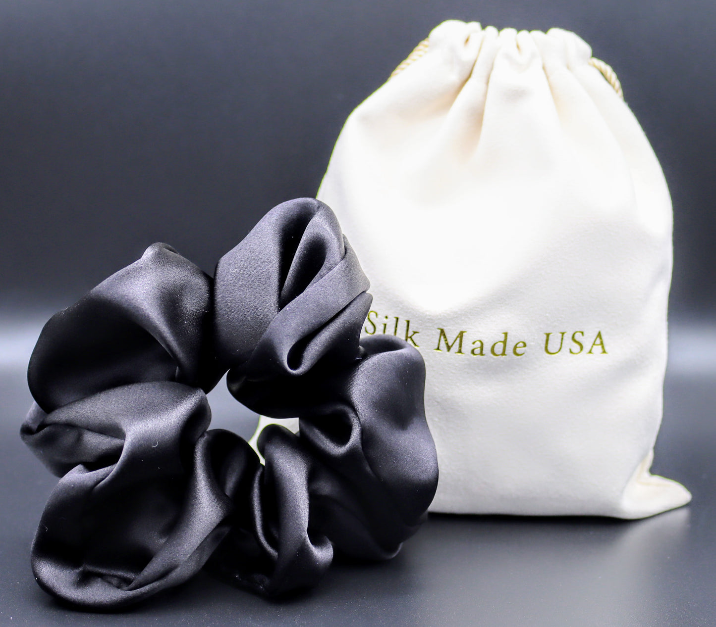 Silk Black Scrunchie (standard size)